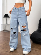 Load image into Gallery viewer, Distressed Wide Leg Jeans with Pockets