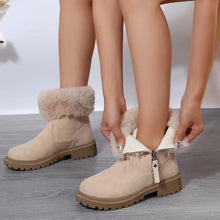 Load image into Gallery viewer, Suede Faux Fur Boots with Side Zipper