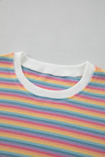 Load image into Gallery viewer, Striped Round Neck Top and Shorts Set