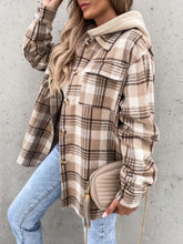 Load image into Gallery viewer, Plaid Button Up Hooded Jacket