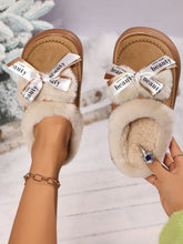 Load image into Gallery viewer, Bow Suede Platform Plush Slippers