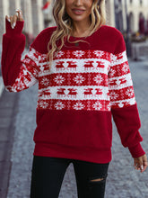 Load image into Gallery viewer, Christmas Element Round Neck Long Sleeve Sweatshirt