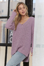 Load image into Gallery viewer, ADORA High-Low Side Slit V-Neck Sweater