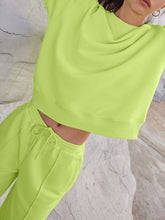 Load image into Gallery viewer, Round Neck Long Sleeve Top and Elastic Waist Pants Set