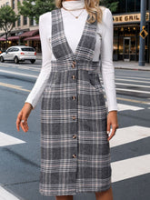 Load image into Gallery viewer, Perfee Pocketed Plaid Overall Dress