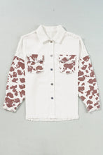 Load image into Gallery viewer, Raw Hem Animal Print Long Sleeve Denim Jacket