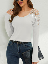 Load image into Gallery viewer, Rhinestone Cutout Long Sleeve T-Shirt