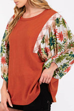 Load image into Gallery viewer, Printed Round Neck Balloon Sleeve Blouse