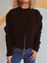 Load image into Gallery viewer, Round Neck Half Zip Long Sleeve Sweater