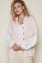 Load image into Gallery viewer, POL Openwork Lantern Sleeve Button Down Gauze Shirt