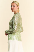 Load image into Gallery viewer, Davi &amp; Dani Sequin Mock Neck Long Sleeve Mesh Top