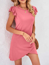 Load image into Gallery viewer, Ruffled Round Neck Cap Sleeve Mini Dress