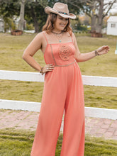 Load image into Gallery viewer, Plus Size Lace Detail Spaghetti Strap Wide Leg Jumpsuit