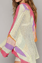 Load image into Gallery viewer, Openwork Color Block Hooded Sweater