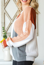 Load image into Gallery viewer, Color Block Drop Shoulder Long Sleeve Sweater