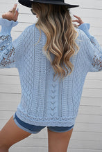 Load image into Gallery viewer, Openwork Round Neck Long Sleeve Sweater