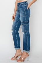 Load image into Gallery viewer, RISEN Full Size High Rise Cargo Ankle Roll Up Straight Jeans