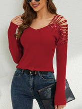 Load image into Gallery viewer, Rhinestone Cutout Long Sleeve T-Shirt