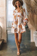 Load image into Gallery viewer, Printed V-Neck Balloon Sleeve Mini Dress