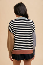 Load image into Gallery viewer, Annie Wear Striped Color Block Round Neck Sweater