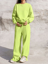 Load image into Gallery viewer, Round Neck Long Sleeve Top and Elastic Waist Pants Set