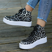 Load image into Gallery viewer, PU Leather Leopard Platform Sneakers