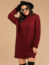 Load image into Gallery viewer, Perfee Slit Turtleneck Long Sleeve Mini Sweater Dress