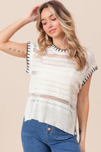 Load image into Gallery viewer, BiBi Stitch Edge Pointelle Side Slit Sweater Vest