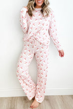 Load image into Gallery viewer, Santa Print Long Sleeve Top and Pants Lounge Set