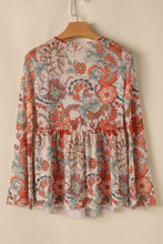 Load image into Gallery viewer, Floral V-Neck Flare Sleeve Blouse