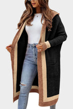 Load image into Gallery viewer, Pocketed Contrast Long Sleeve Hooded Cardigan