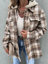 Load image into Gallery viewer, Plaid Button Up Hooded Jacket