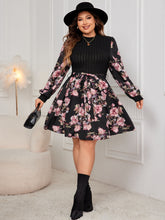 Load image into Gallery viewer, Plus Size Tied Printed Long Sleeve Dress