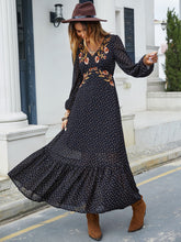 Load image into Gallery viewer, Embroidered V-Neck Long Sleeve Dress