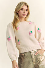 Load image into Gallery viewer, Davi &amp; Dani Crochet Strawberry Round Neck Sweater