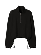 Load image into Gallery viewer, Waffle Knit Drawstring Half Zip Long Sleeve Sweatshirt