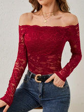 Load image into Gallery viewer, Off-Shoulder Long Sleeve Lace Top