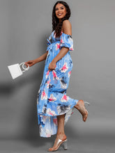 Load image into Gallery viewer, Pleated Floral Off-Shoulder Short Sleeve Midi Dress