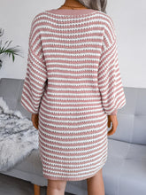 Load image into Gallery viewer, Striped V-Neck Long Sleeve Mini Sweater Dress