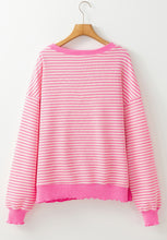 Load image into Gallery viewer, Striped Sequin Heart Round Neck Long Sleeve Sweatshirt