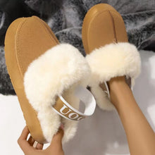 Load image into Gallery viewer, Plush Platform Slippers with Letter Strap