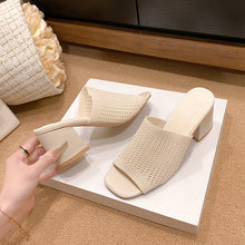 Load image into Gallery viewer, Block Heel Knit Sandals