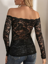 Load image into Gallery viewer, Off-Shoulder Long Sleeve Lace Top