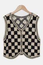 Load image into Gallery viewer, Crochet Checkered V-Neck Button Up Vest