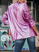 Load image into Gallery viewer, Sequin Lapel Collar Long Sleeve Blazer