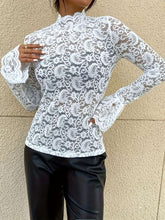 Load image into Gallery viewer, Mock Neck Long Sleeve Lace Top