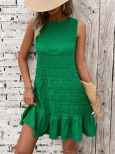 Load image into Gallery viewer, Textured Tied Round Neck Sleeveless Dress