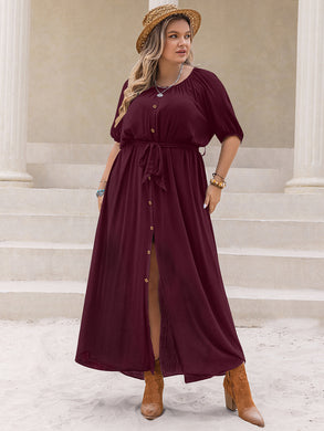 Plus Size Round Neck Half Sleeve Dress