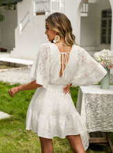 Load image into Gallery viewer, Lace Cutout Surplice Half Sleeve Dress