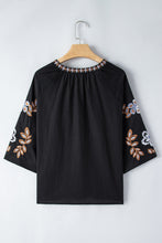 Load image into Gallery viewer, Embroidered V-Neck Three-Quarter Sleeve Blouse